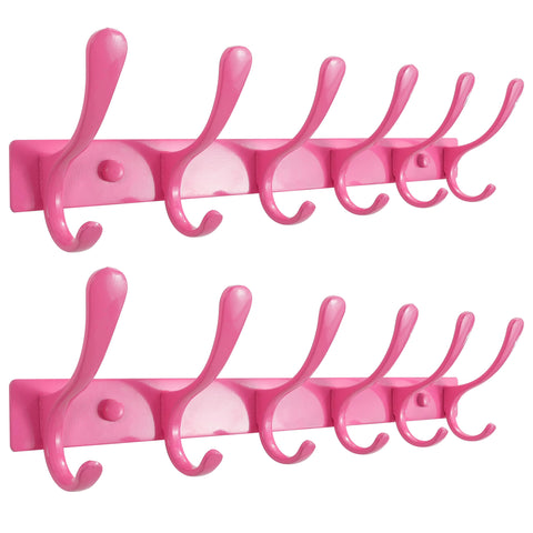 SKOLOO Coat Rack Wall Mounted - 6 Hooks, Pack of 2, Heavy Duty, Stainless Steel, Metal Wall Coat Hanger, Sturdy Wall Hooks for Hanging Coat, Jacket