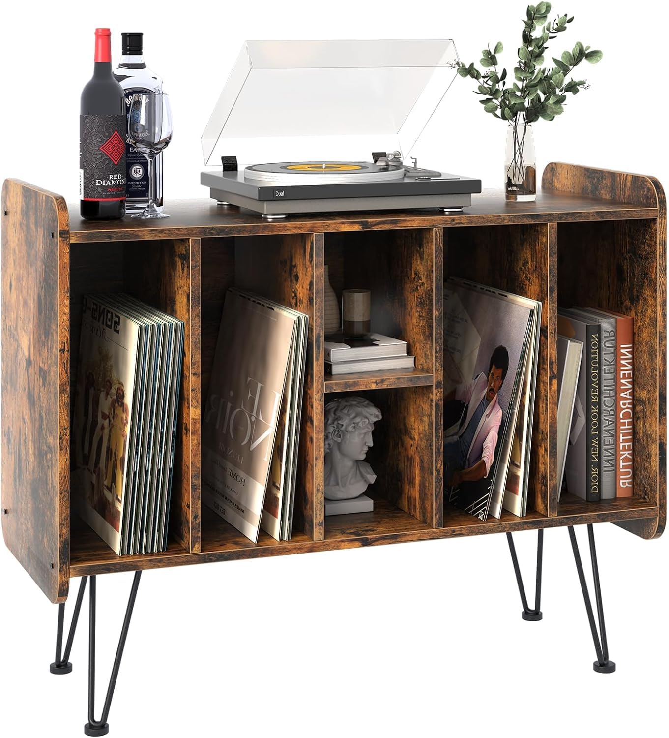 Huhote Record Player Stand, VinylRecord Storage 3 Tier End Table, Turntable Stand for Vinyl Player, RecordPlayer Table Up to 200 Albums