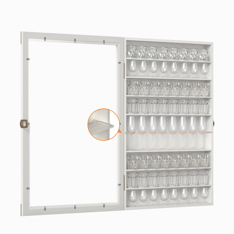 tonchean Shot Glass Display Case Lockable 72 Slots Wooden Display Cabinet