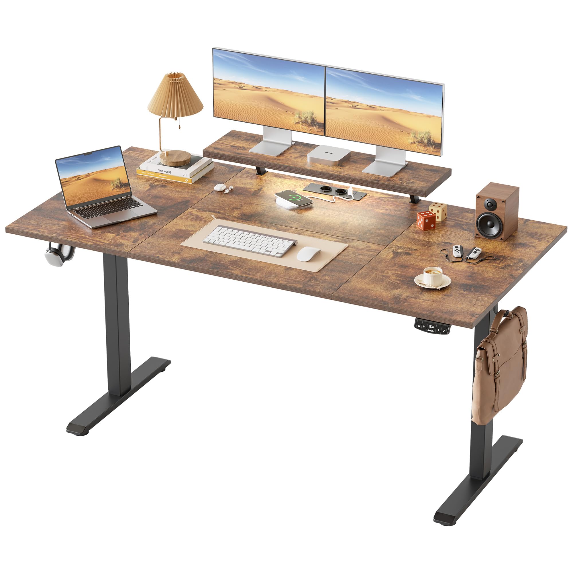 Klicelor Electric Standing Desk, Led & Plug, Movable Monitorstand, 160x80