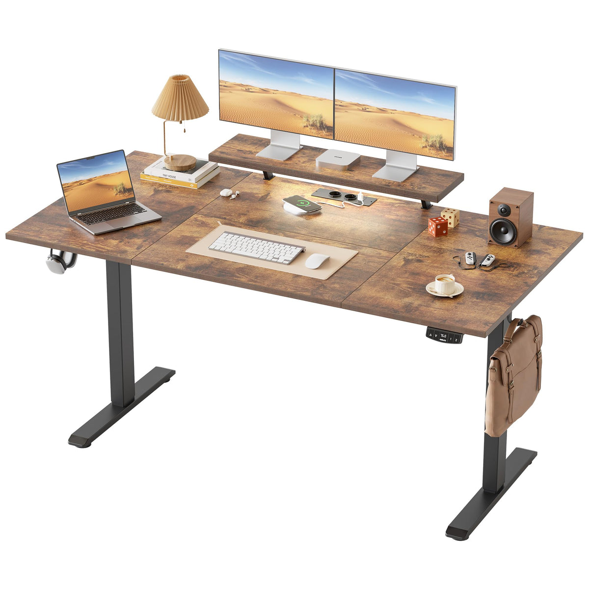 Klicelor Electric Standing Desk, Led & Plug, Movable Monitorstand, 160x80