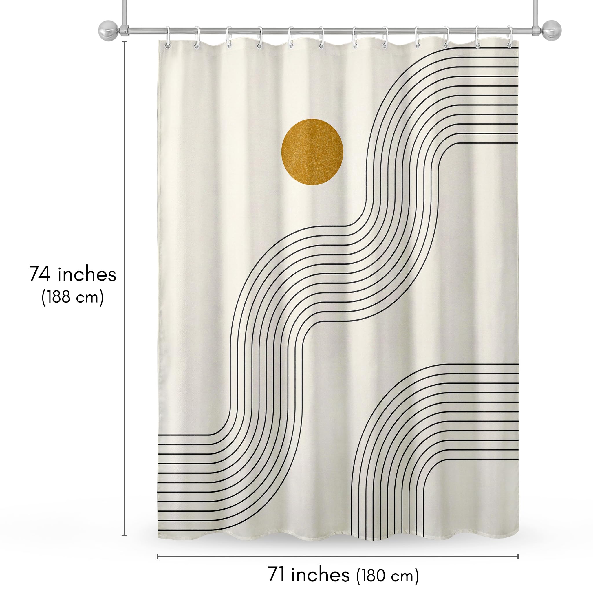 Americanflat 71x74 Boho Shower Curtain - 100% Polyester Shower Curtain with 12 Hooks - Shower Curtains for Bathroom