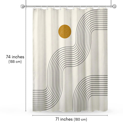 Americanflat 71x74 Boho Shower Curtain - 100% Polyester Shower Curtain with 12 Hooks - Shower Curtains for Bathroom