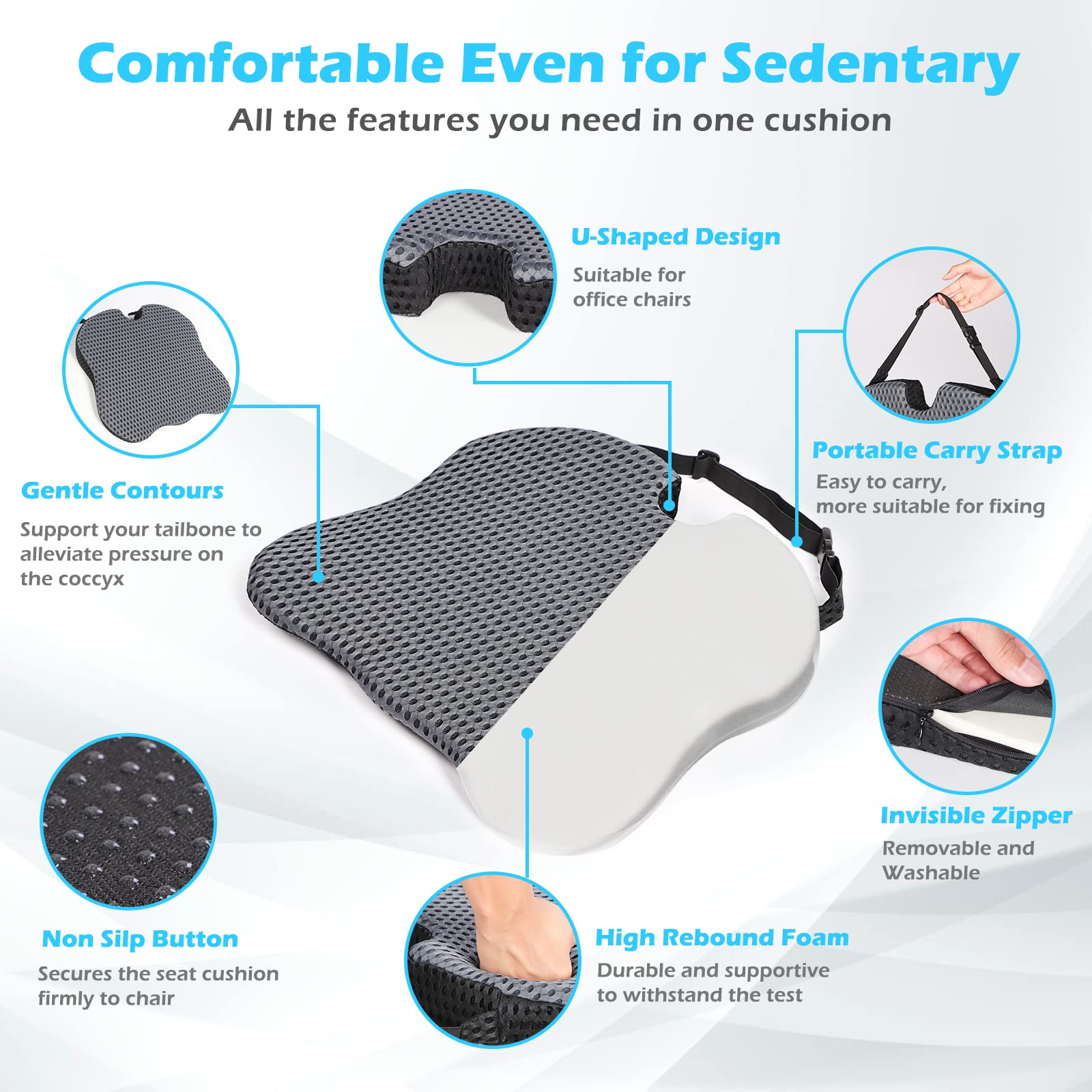 Humberto Car Seat Cushions for Driving,Sciatica Coccyx Tailbone Pain Relief Memory Foam Wedge Seat Cushion.Lumbar Support Pads,Car Seat Cushion