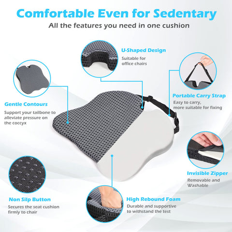 Humberto Car Seat Cushions for Driving,Sciatica Coccyx Tailbone Pain Relief Memory Foam Wedge Seat Cushion.Lumbar Support Pads,Car Seat Cushion
