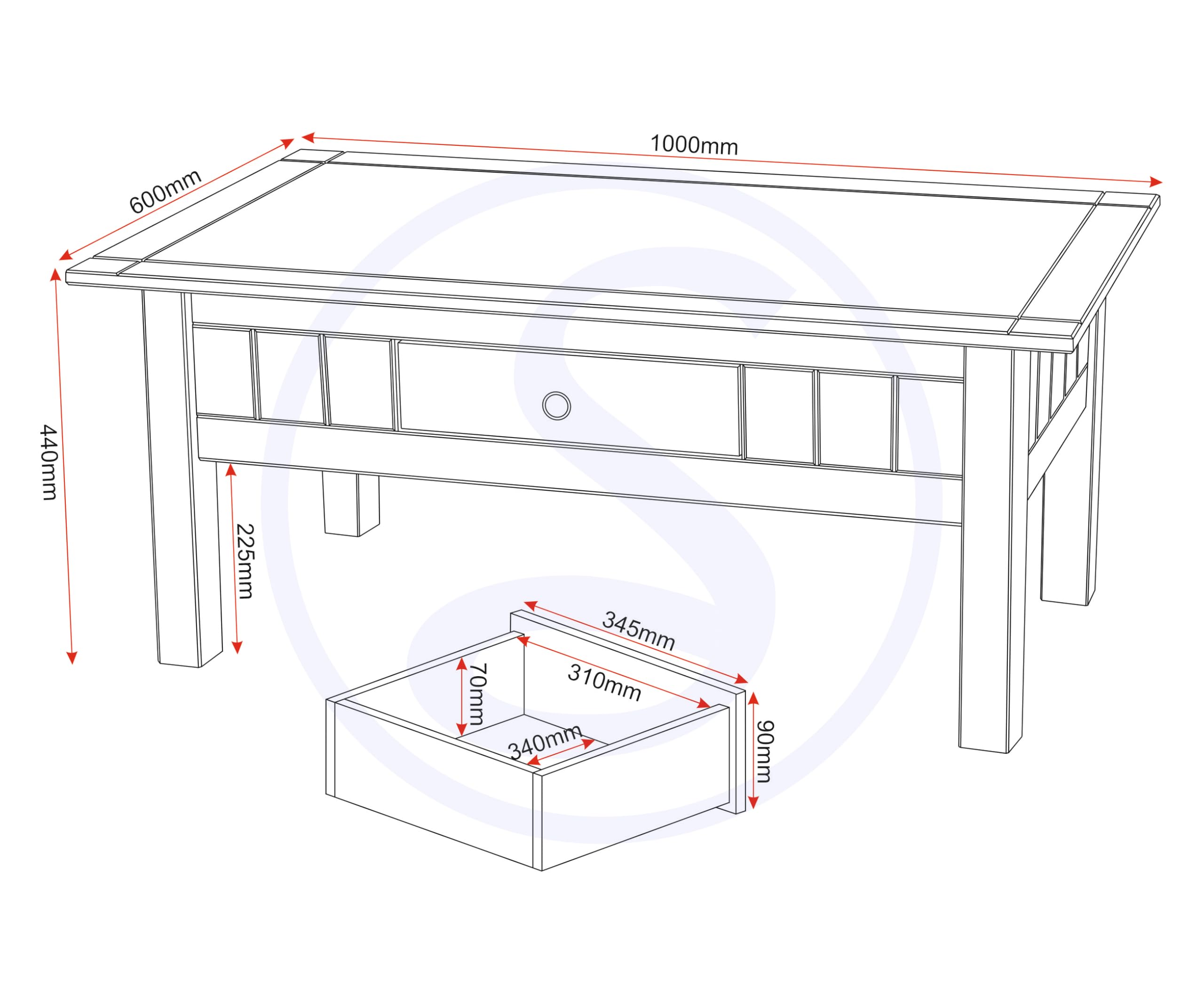 Seconique Panama 1 Drawer Coffee Table in Natural Wax