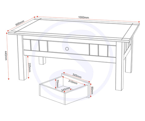 Seconique Panama 1 Drawer Coffee Table in Natural Wax