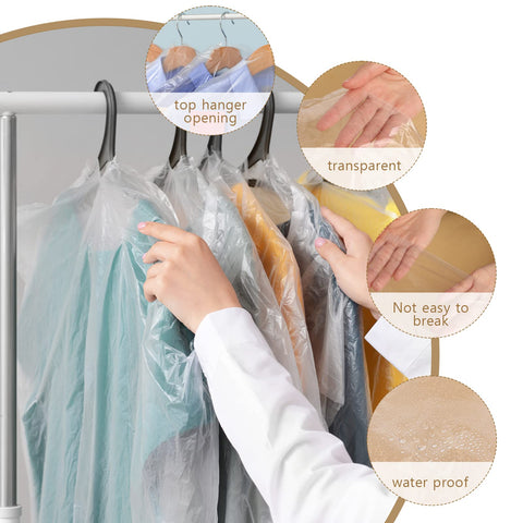 20 Pack Plastic Garment Bags Clear Clothes Covers 35.4inch Garment Bags for Hanging Clothes Dry Cleaner Bags Dust-proof Garment Covers for Home