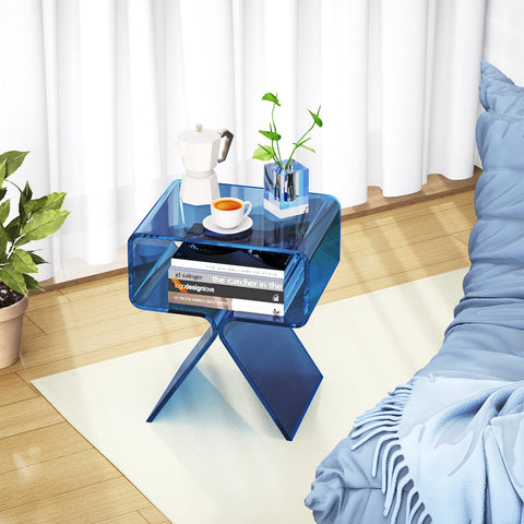 solaround Acrylic Side Table, No Assembly, 39 x 30 x 45 cm, Blue