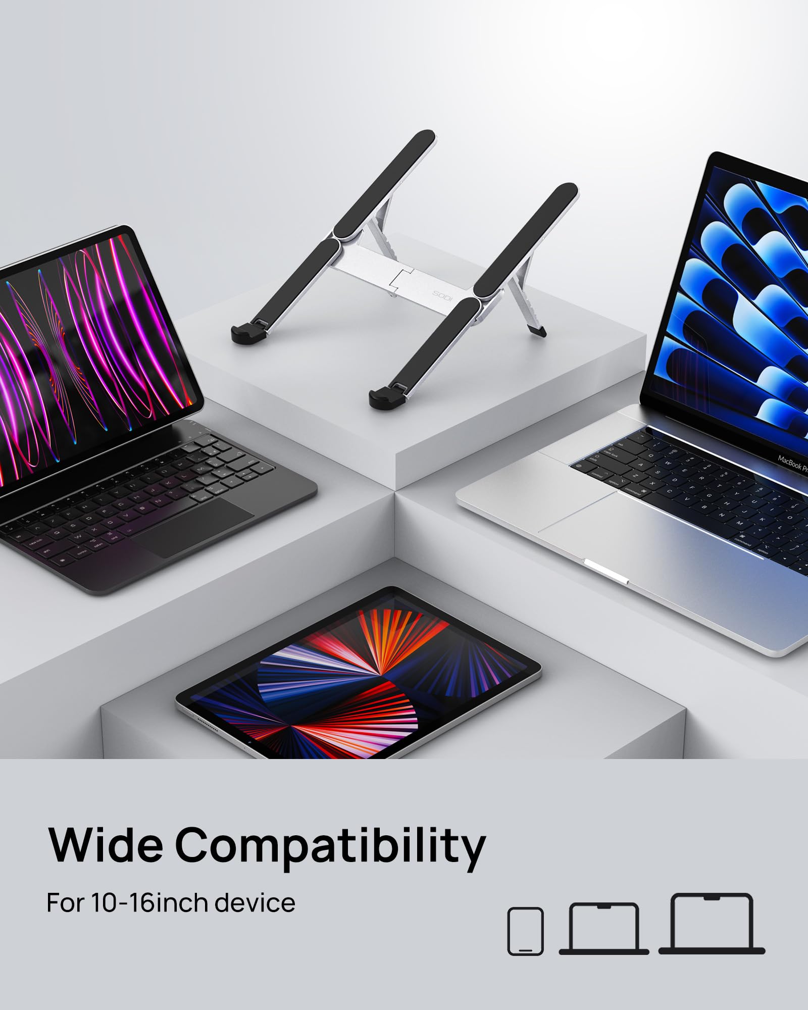 SODI Laptop Stand, Pocket-sized, Foldable and Portable Laptop Stand, 6 Adjustable Levels, Lightweight for Travel/Library/Cafe