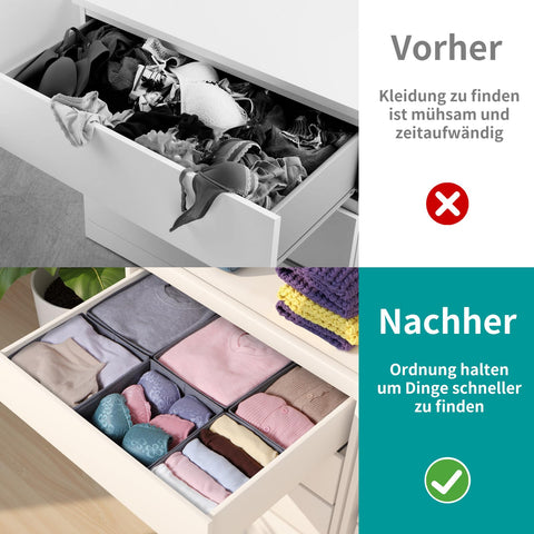 ORLISA 8-Pack Clothes Drawer Organisers, Foldable Wardrobe Storage Organiser, in 2 Sizes with Sturdy Base, Fabric Drawer Dividers for Underwear