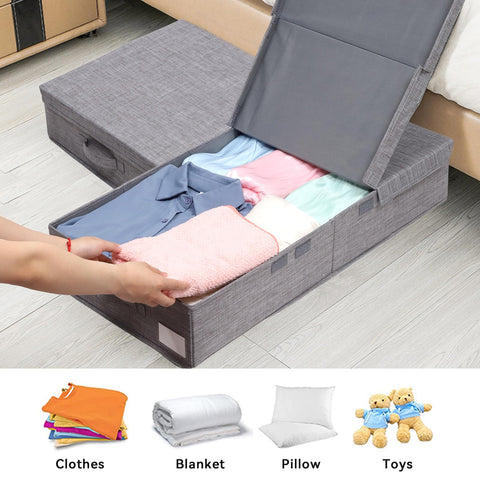 Dntorx 2 Pack 50L Under Bed Storage Boxes with Lids, Foldable, Grey