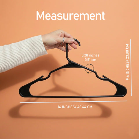 Utopia Home Clothes Hangers with grooves (50 Pack) 16.14"/41cm wide, Heavy duty Plastic hangers for Coat (Black)