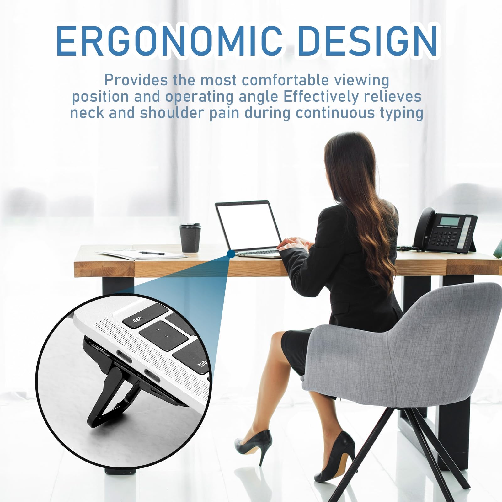 Bewudy 2 Pcs Portable Keyboard Riser, Dual Tilt Angle Adjustment Foldable Laptop Riser, Mini Computer Keyboard Stand for Desk