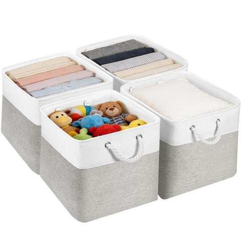 JUNLAI 4 Pack Fabric Storage Boxes, Kallax Storage Boxes 33 x 38 x 33 with Handles, Foldable Large Storage Pink Basket for Office & Home, Book