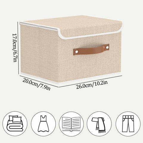 OUTBROS Storage Boxes with Lids 5 Pack, Bins 26x20x17 cm, Beige