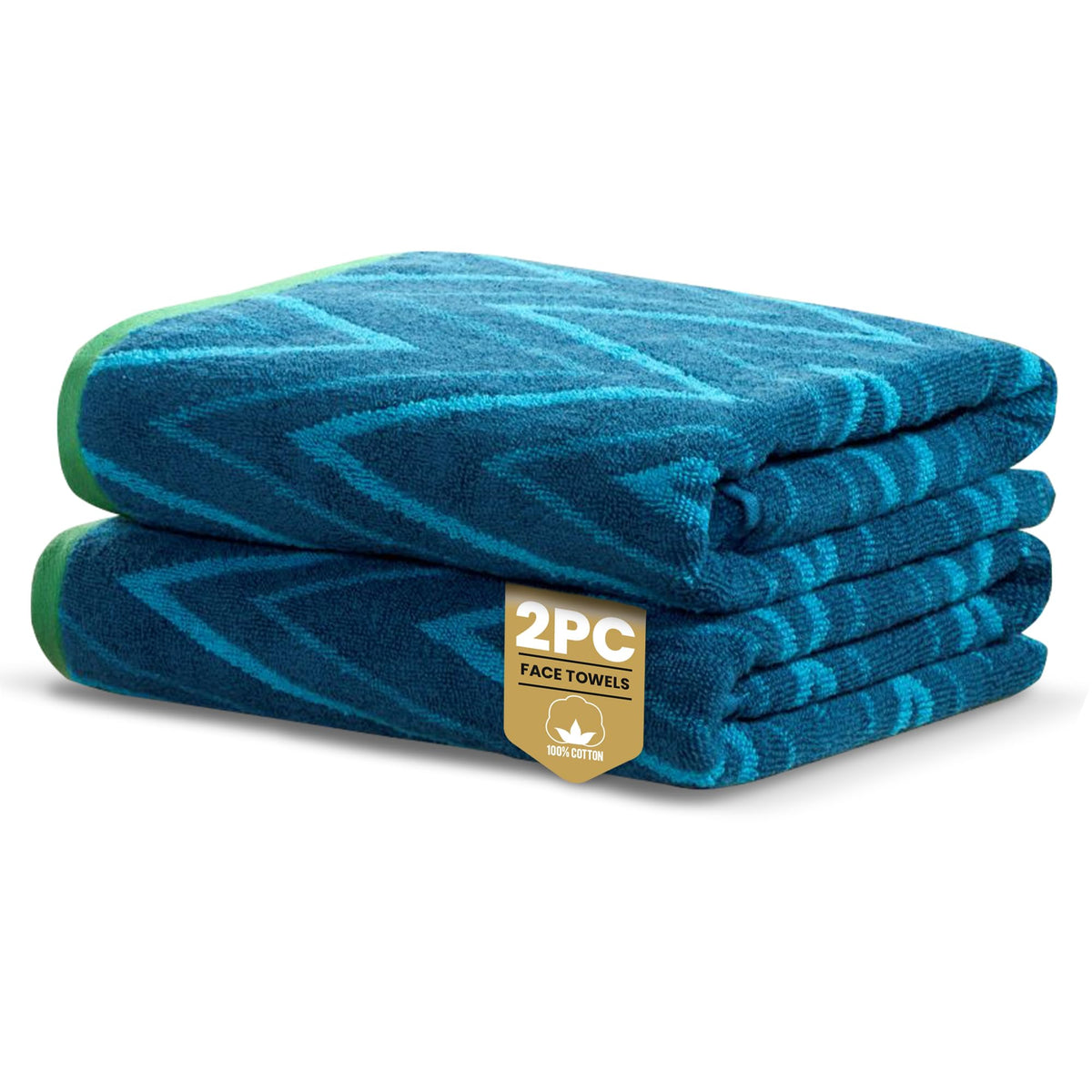 Rapport Home Helix Face Towels 2 Pack, 30x30cm 100% Cotton - Ocean Blue