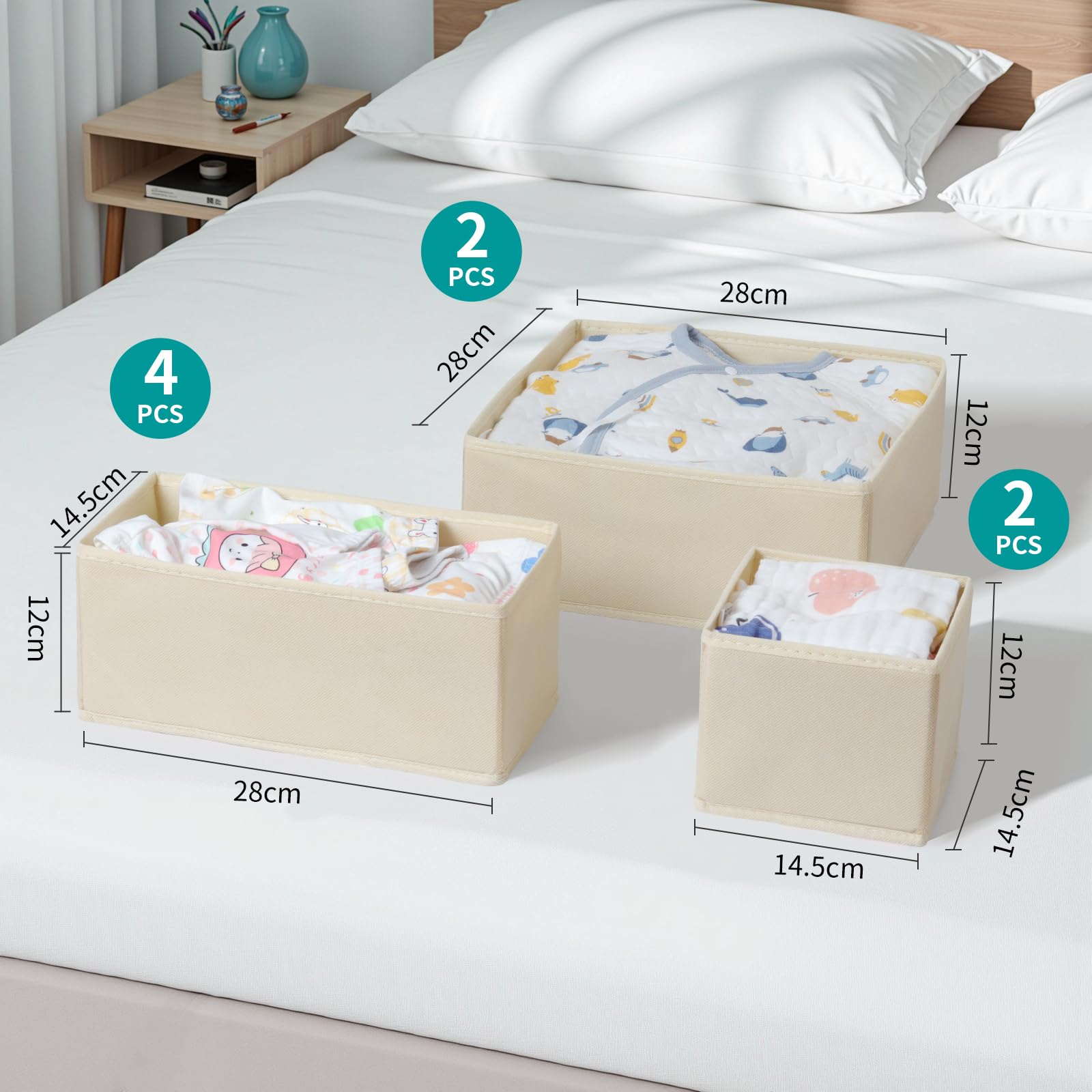 ORLISA 8 Pack Drawer Organiser for IKEA Hemnes, Wardrobe Storage Organiser with PP Panels, Foldable Fabric Drawer Dividers for Clothes, Underwear