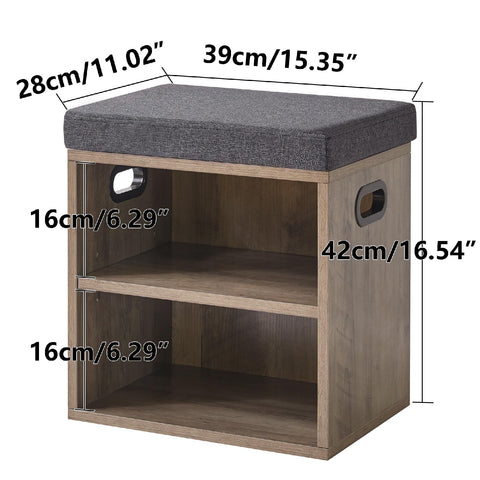 YMYNY Small Shoe Storage Bench with Cushion, Silver Gray HBD028Y