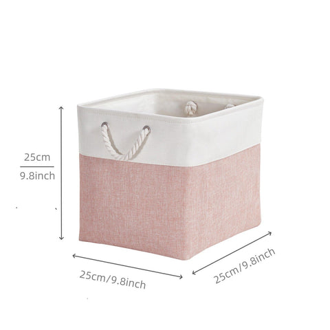 Mangata Fabric Storage Boxes, 25x25x25cm Cube Storage Boxes for Organizing Clothes Shelf Nursery Home Closet(Pink/White, Set of 4)