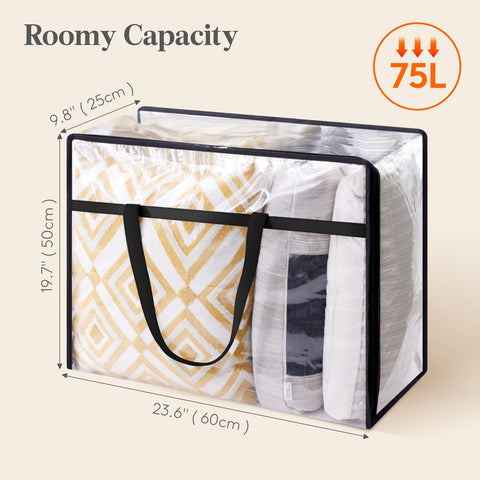 Lifewit 4 Pack Clear Storage Bags, 75L Plastic Clothes Storage Bags