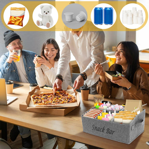 Bpyhebe Snack Storage Bag, 6 Compartment Food Containers with Handles, 40x25x18cm Trapezoid Candy Bar Box