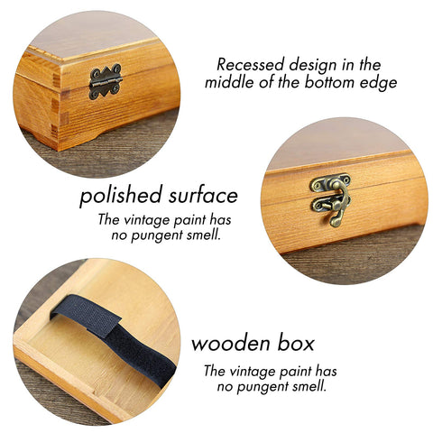 Hztyyier Wooden Pencil Case, Art Supplies Storage Organizer Box, 7.8 x 4.6 x 2.2 inches