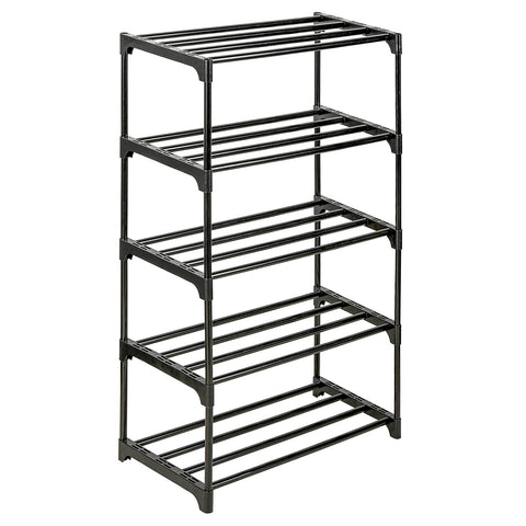 Ywinler 5 Tier Shoe Racks, Metal Shoe Storage Organiser Tall Narrow Shoe Racks Stackable Slim Shoe Shelf for Hallway, Entryway, Living Room