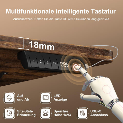 JUMMICO 160 x 80 cm Electric Standing Desk with USB Charging, Sedentary Reminder Height Adjustable Standing Desk, Sit Stand Desk