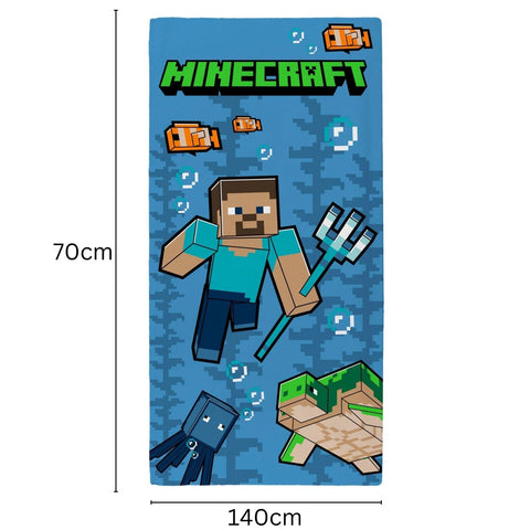 Minecraft Trident Printed Beach Towel Kids Game Towel
