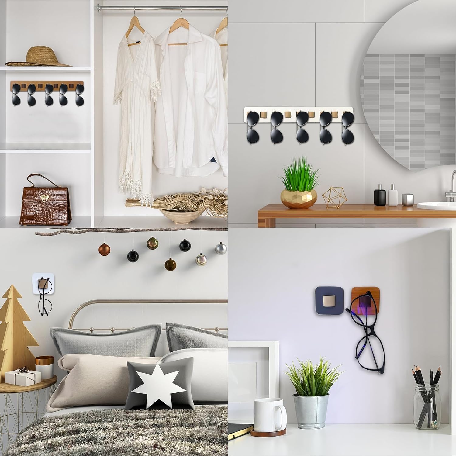 FINDAMAZE Sunglasses Organizer Wood Sunglasses Storage Wall Mounted Glasses Holder/Sunglasses Stand Eyewear Display for Men or Women