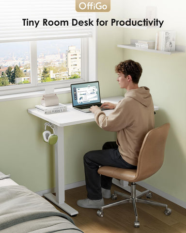 OffiGo Standing Desk, Small Height Adjustable Desk with 3 Memory Heights