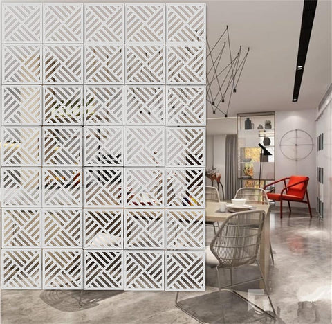 12Pcs/Set White Hanging Room Divider Screens DIY Panel Screens Partition Wall Dividers Room Decorative With All Accessories 29 x 29 cm (M3)