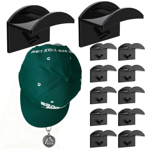 : GaoBangM 12 Pack Self Adhesive Hat Holder Cap Hooks Hat Rack for Wall