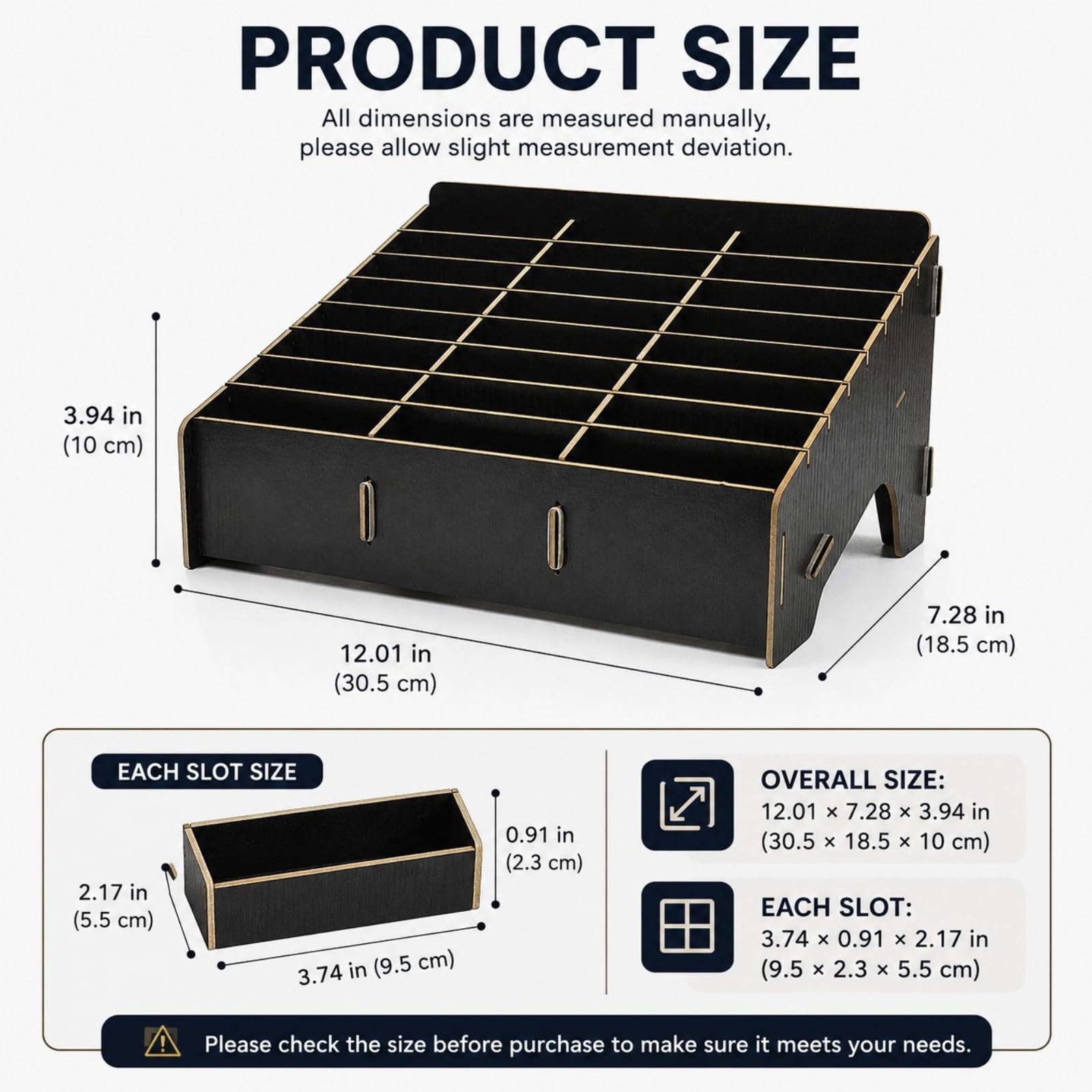 XICHENGSHIDAI 24-Slot Classroom Mobile Phone Holder, Black Wood Effect