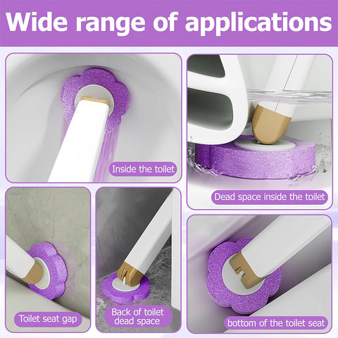 Kisizity Disposable Toilet Brush with 60 Refills, Purple Toilet Wand Kit