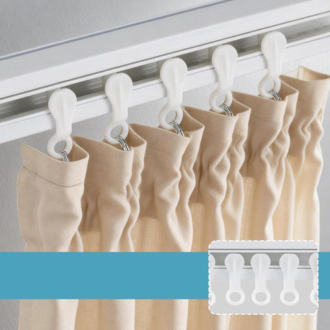 100 Pieces Plastic glider Curtain Hooks for curtains (white,2.7x0.9mm)