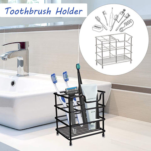 Toothbrush Holder Metal 4 Slots Ventilated Wall Mount Rack Mould-Proof Stainless Steel Stand for Electric Toothbrush Toothpaste Razor Shaver Comb