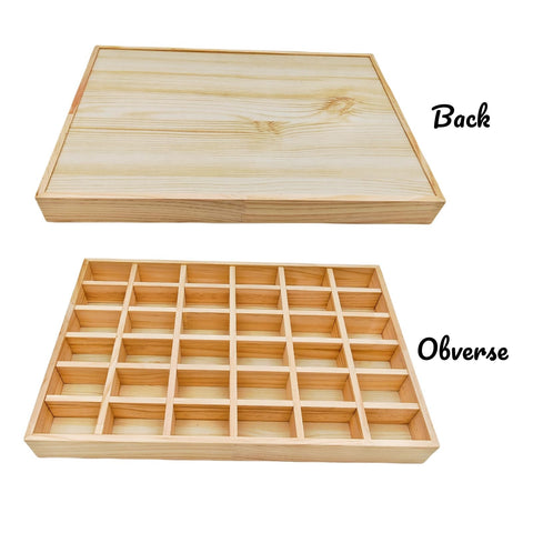 Anktily Unfinished Wooden Storage Divider Box, Showcase Display Box with 36 Compartments, Socks Organizer, Underwear Storage Case