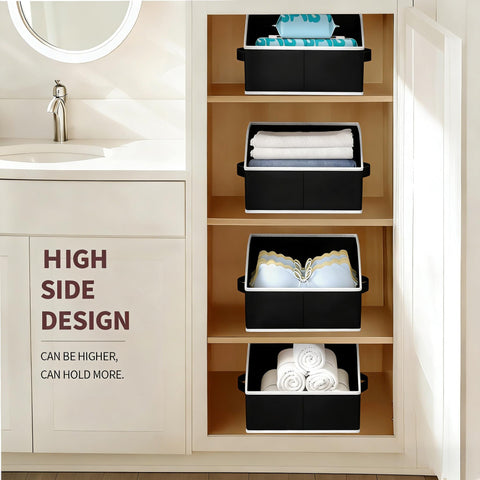 Homsorout Fabric Storage Box - 8 Pack Sloped Front Wardrobe Organiser Black