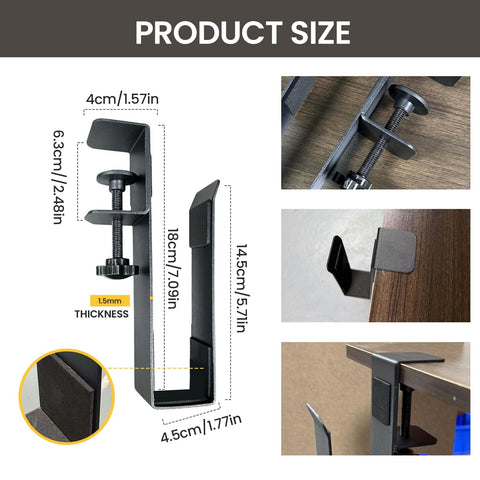 Wovella Adjustable Under Desk Laptop Stand, Metal Hanging Undershelf Clamp, No Drilling Laptop Organizer for Office and Home