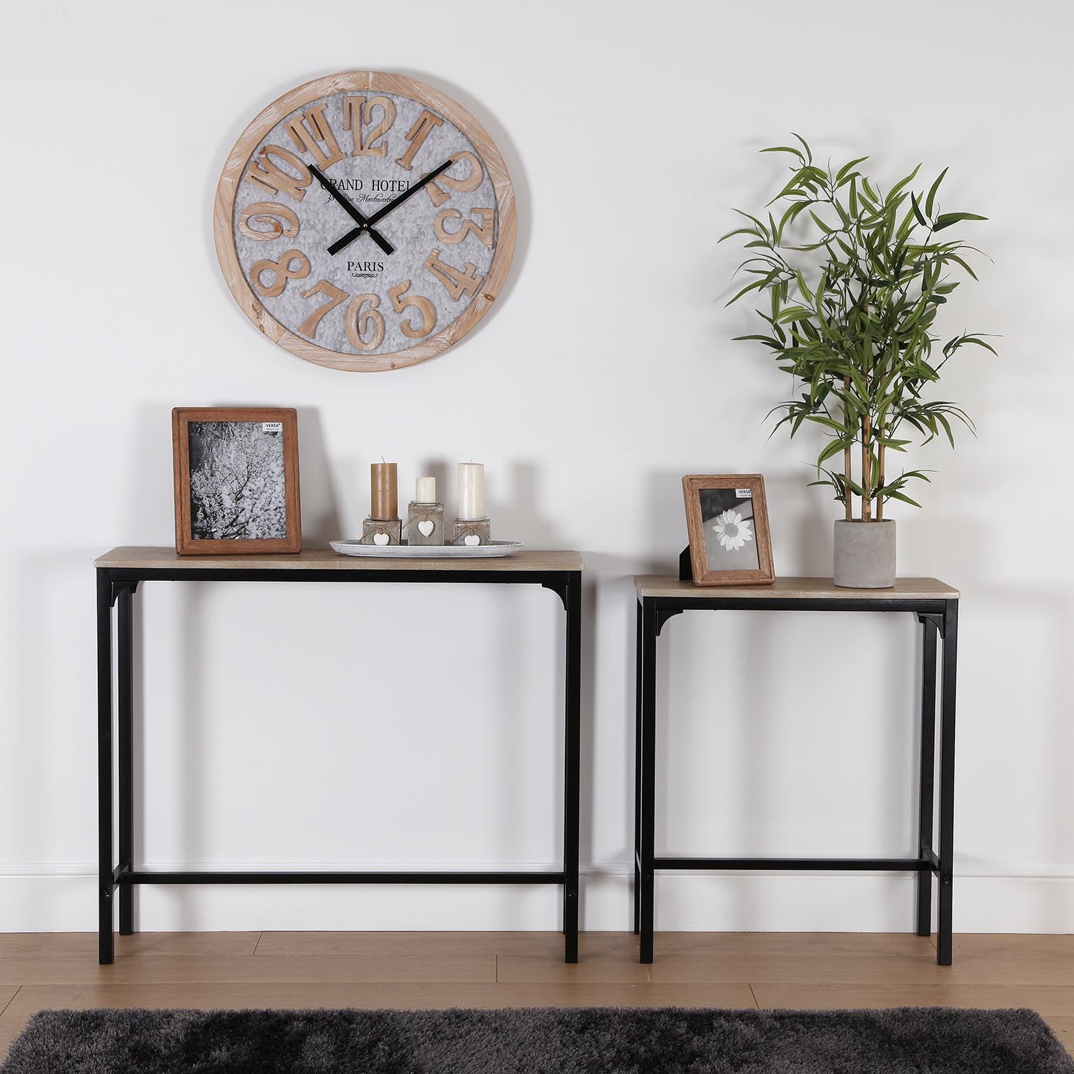 Versa Doncaster Console Table, Narrow table, 80x25x95cm, Brown and Black