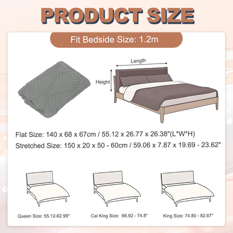 sourcing map Bed Headboard Slipcover, 150cm Jacquard Fabric Stretch Protector Covers, Dustproof Cover for Queen Size Headboard Bedroom Decor