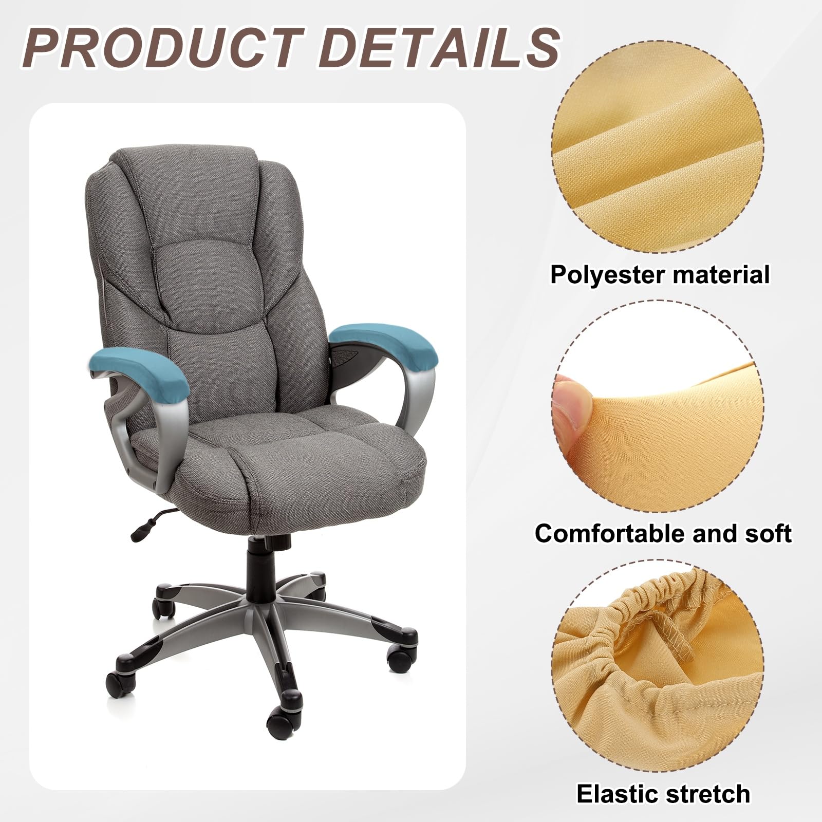 sourcing map Chair Armrest Slipcovers Covers, 32 x 8cm Polyester Removable Seat Hand Rest Protector for Office Chairs Desk Chair(Beige)