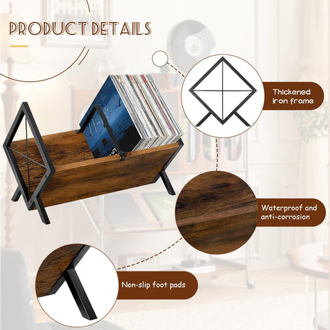 Vutlace Vinyl Record Storage Rack, 80-100 LP Expandable Record Storage Holder with Anti-Slip Mat