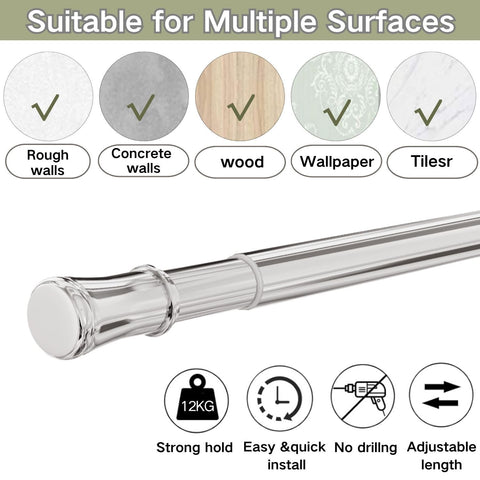 Extendable Telescopic Curtain Rod Extendable Window Tension Rod No Drilling Shower Curtain Pole,Tension Rod for Kitchen