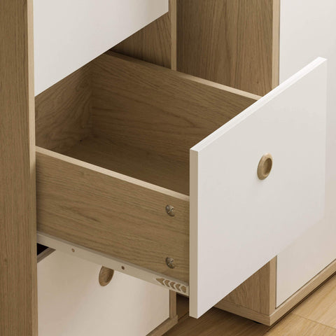 Junior Vida Neptune 3 Drawer Desk Computer Dressing Table PC/Laptop Home Study Workstation Children Kids Furniture (White & Oak)