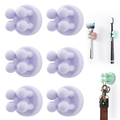 Silicone Toothbrush Holders Multi-Function Hook Razor holder Waterproof Self Adhesive Wall Mounted Single Hook for Wall or Glass for Hanging Bathroom