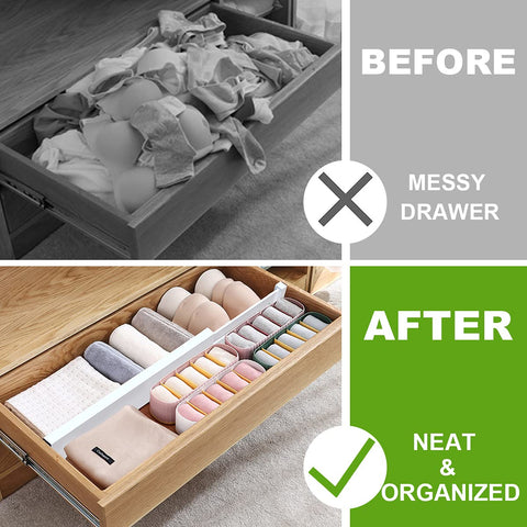 ANTOWIN Bamboo Drawer Dividers, Drawer Separators Splitter,17-22 inches Long Adjustable Spring-loaded Organizer for Large Utensil, Clothes