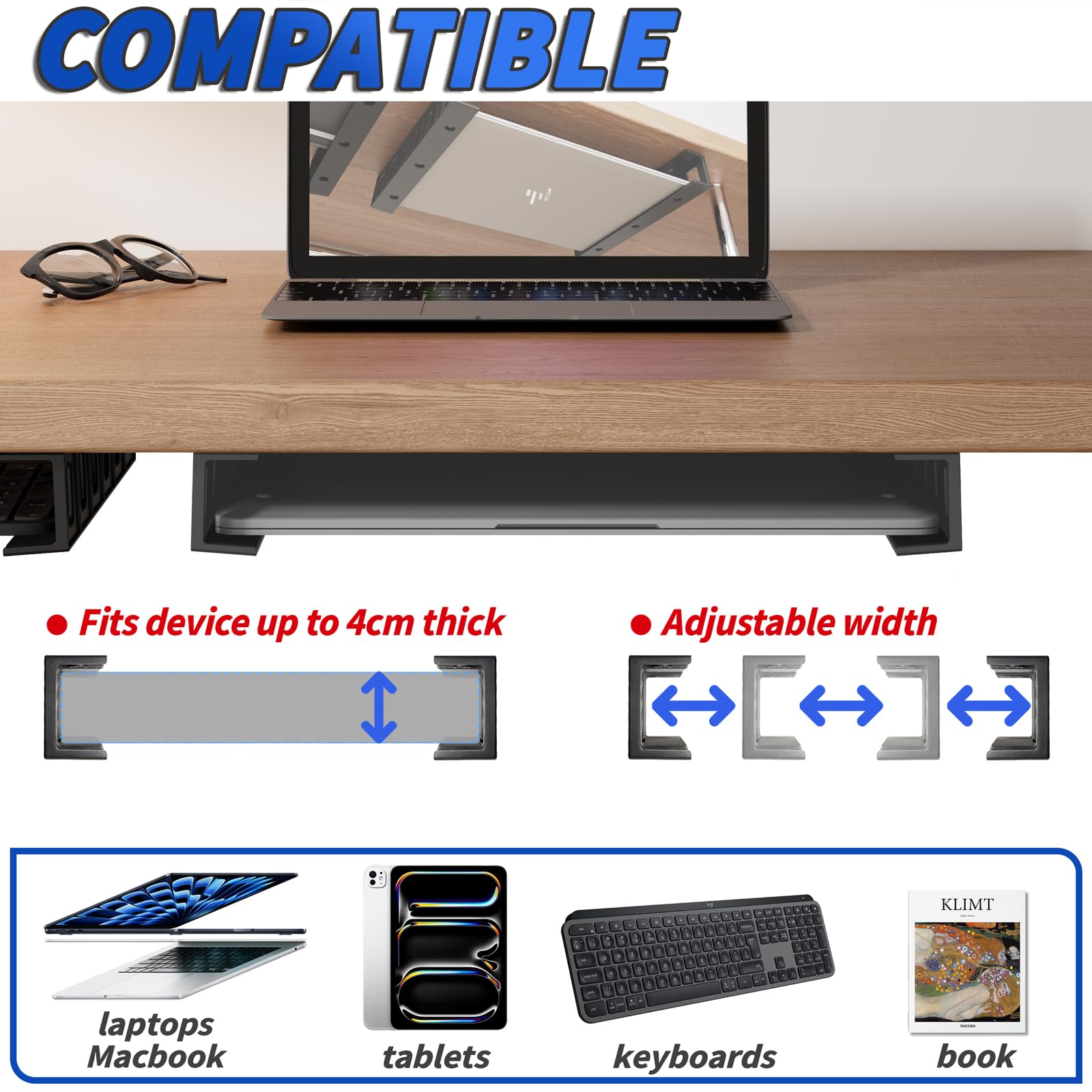 sciuU Under Desk & Wall Mount Holder for Laptop Keyboard TV Box Modem